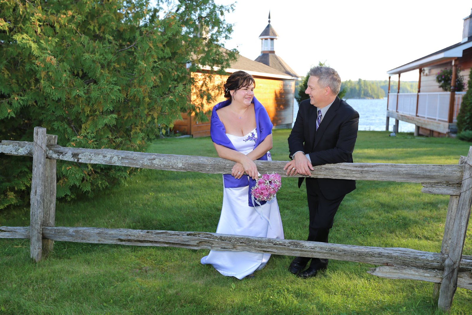 white purple wedding dress